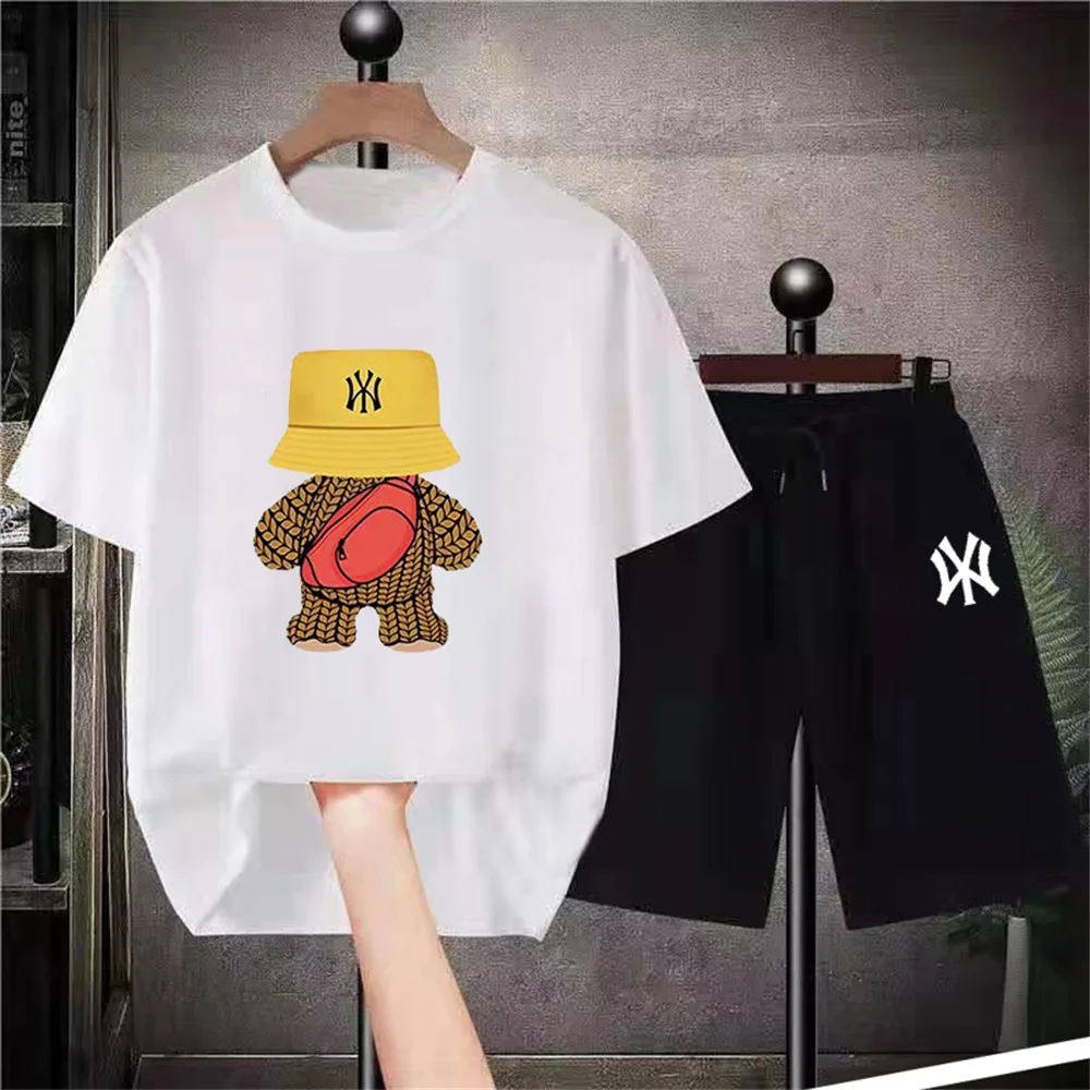 

Summer Men's T-Shirt Set 3D Printed Short Sleeve + Shorts 2 pieces Fashion Street Shirt Breathable Sports Short Sleeve Set 6XL