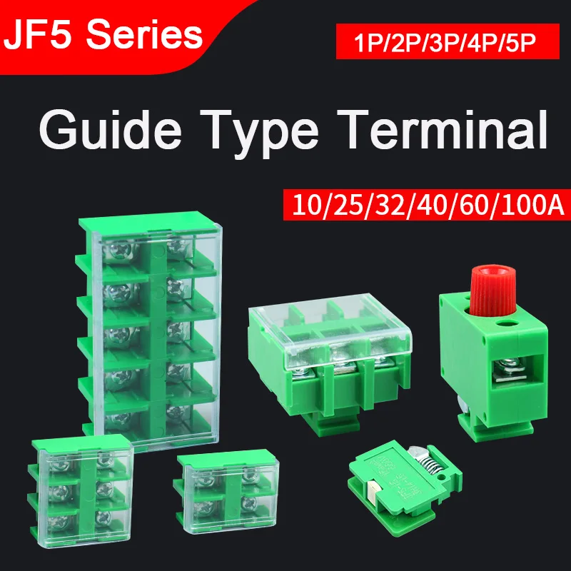 

Terminal block JF5-1.5/2.5/4/6/10/25 Closed Combined Green High-low Rail Type Line Bar 1P 2P 3P 4P 5P Current 10-100A