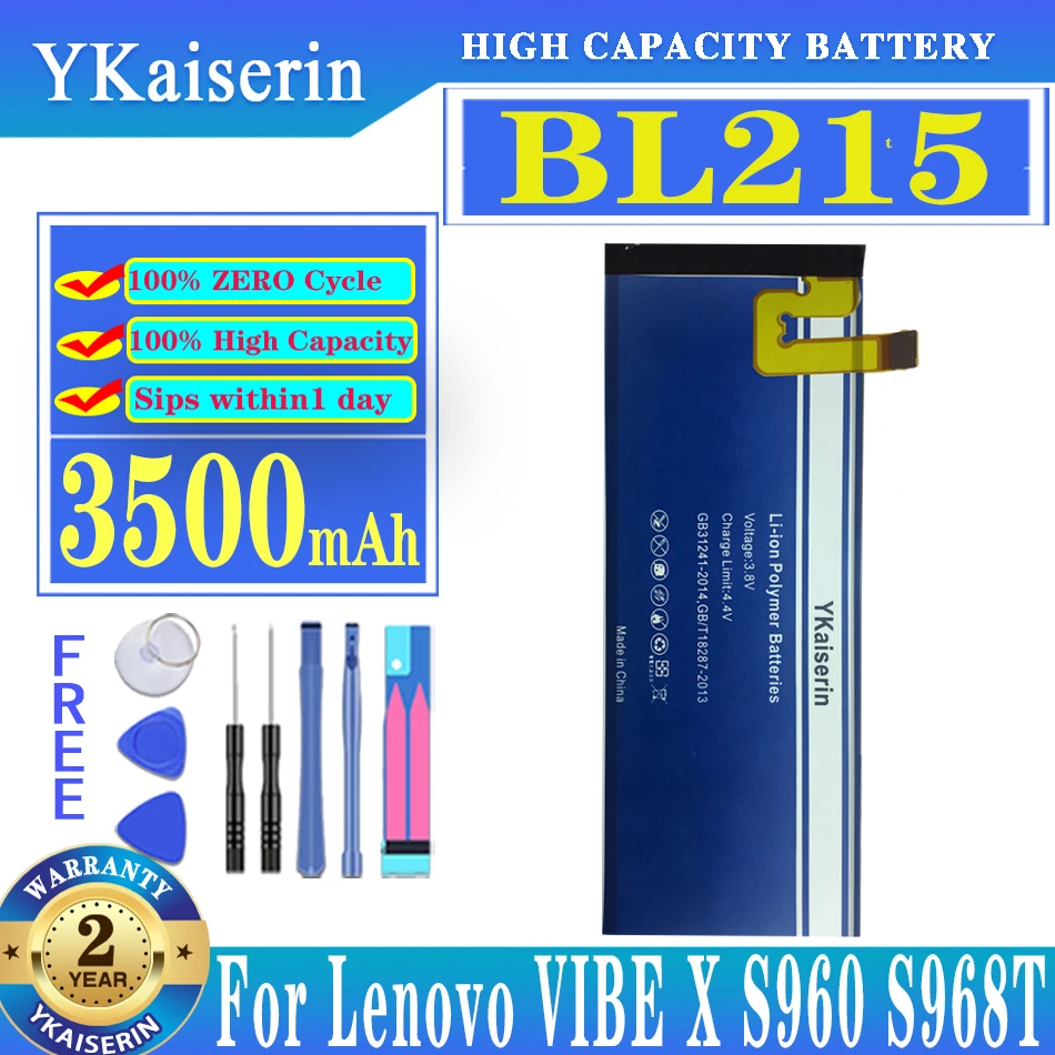 

Аккумулятор ykaisin BL215 3500 мАч для Lenovo VIBE X S960 S968T, сменный аккумулятор + Быстрая доставка