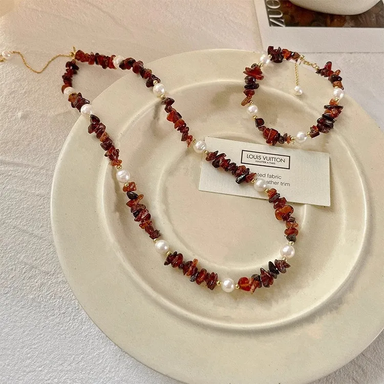 Новое поступление модный натуральный пресноводный жемчуг и агат 14-каратное