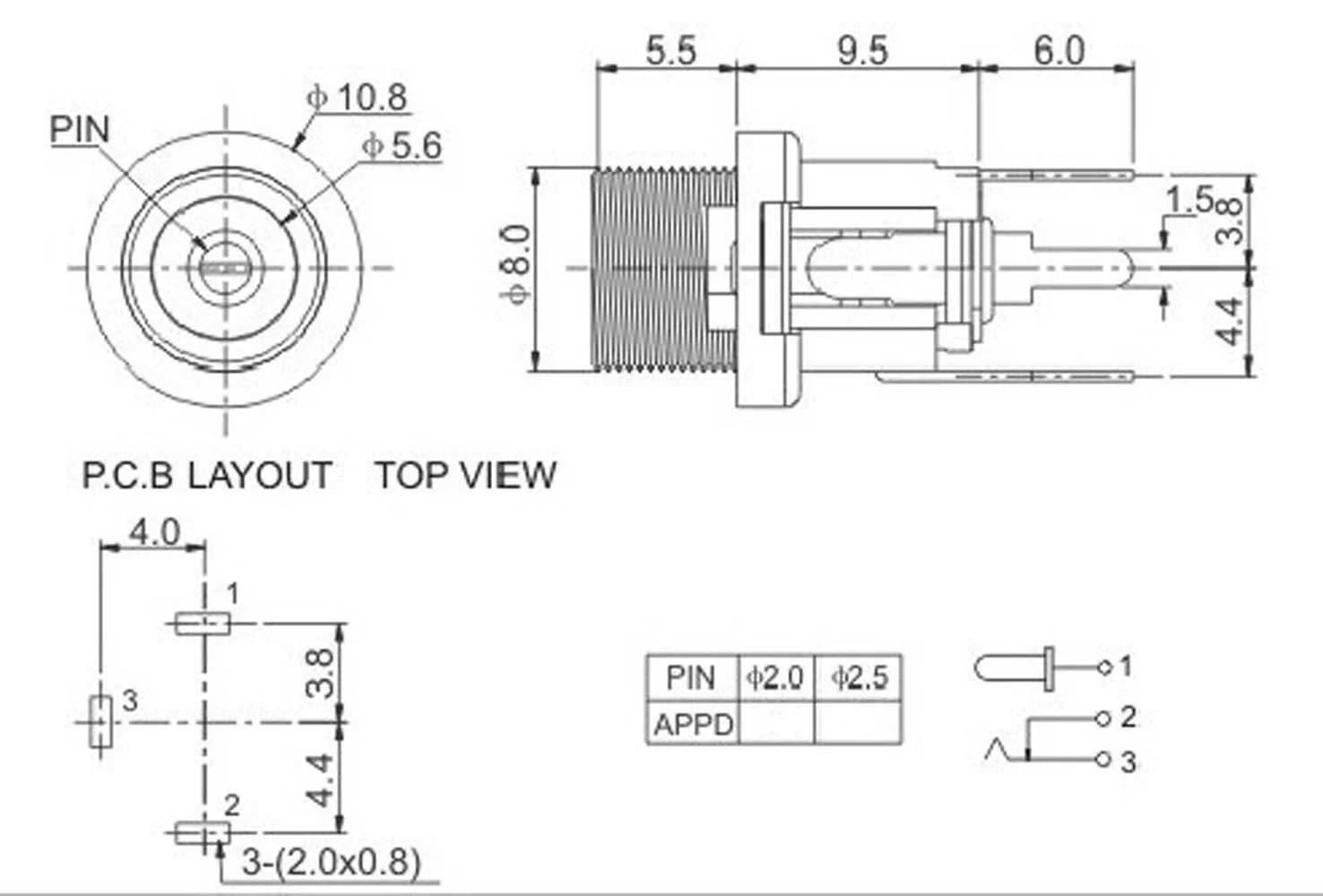 Разъем питания постоянного тока DC025M 50 шт. 3 контакта стопы DC025 флейта 5 5*2 0 мм