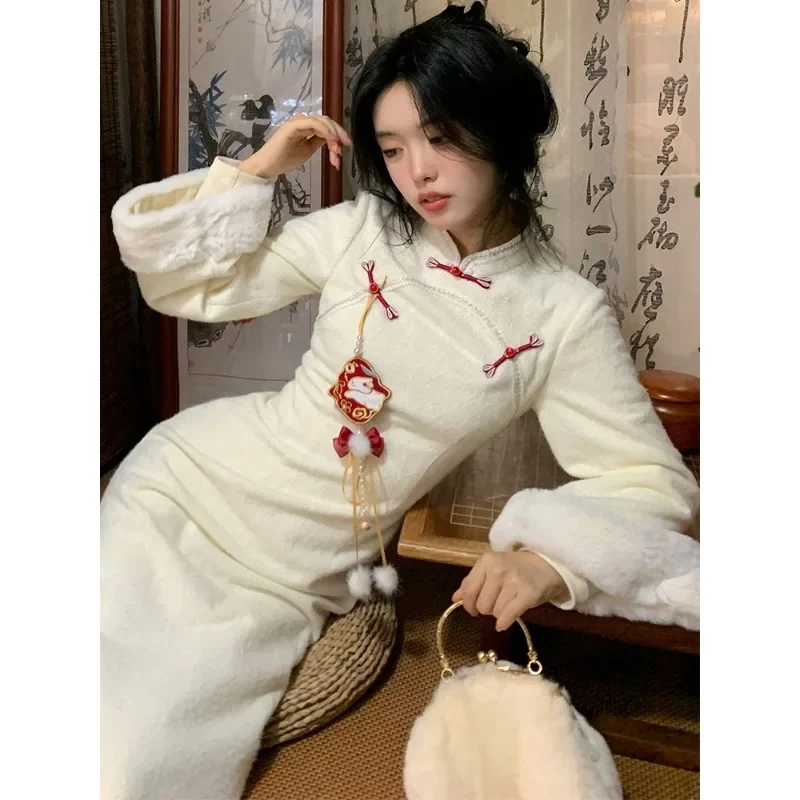 Xgoth комплект платьев в китайском стиле с воротником-стойкой и разрезом