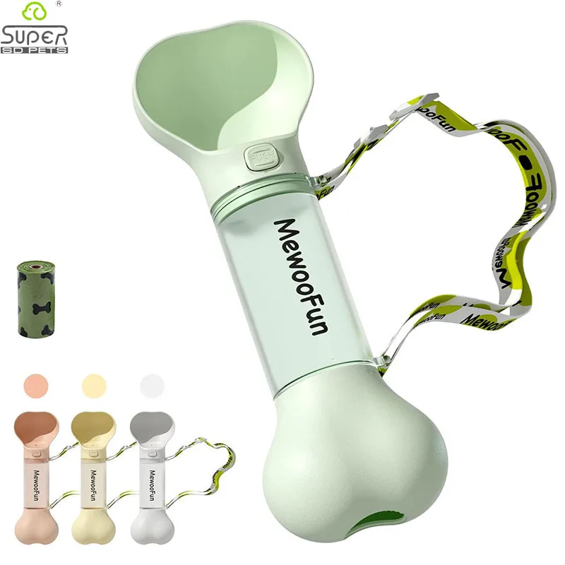 

Pet Dog Water Bottle Feeder Bowl 2 In 1 Leak Proof Portable Food Bottle Pets Outdoor Travel Drinking with 1 Roll Poop Bag