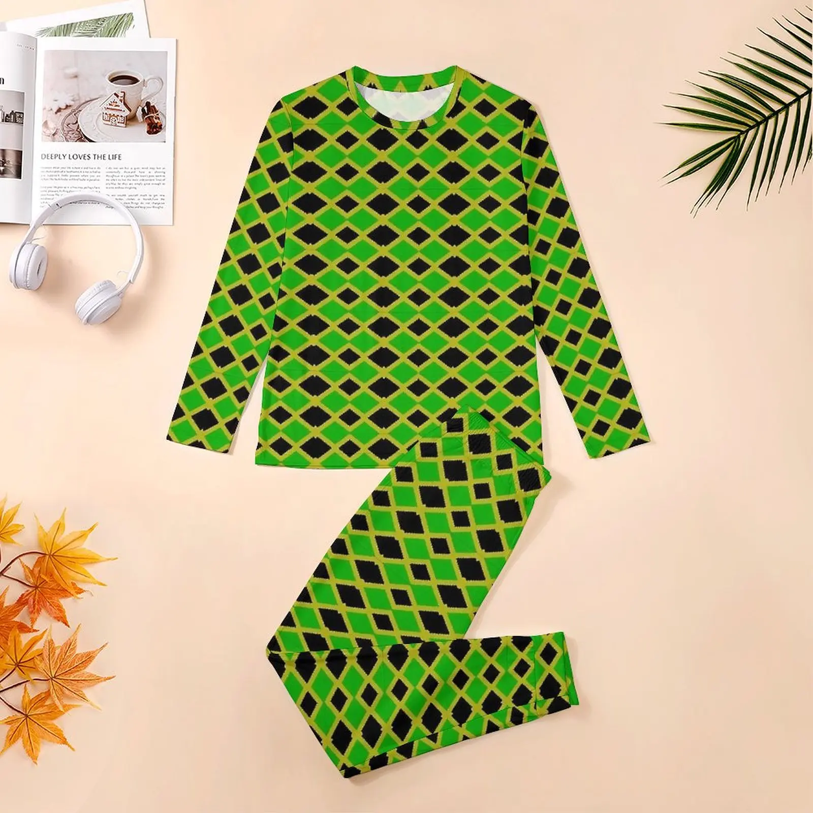 Jamaican Flag Pajamas Autumn JAMAICA NATIONAL DAY Casual Sleepwear Man 2 Piece Printed Long Sleeve Lovely Oversize Set