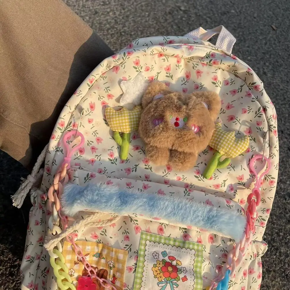 Y2K Korean Women Casual Kawaii Book Bag Mini Soft Cute Bear Backpack Student Bags Schoolbag Kids Travel Girls Ladies Backpacks