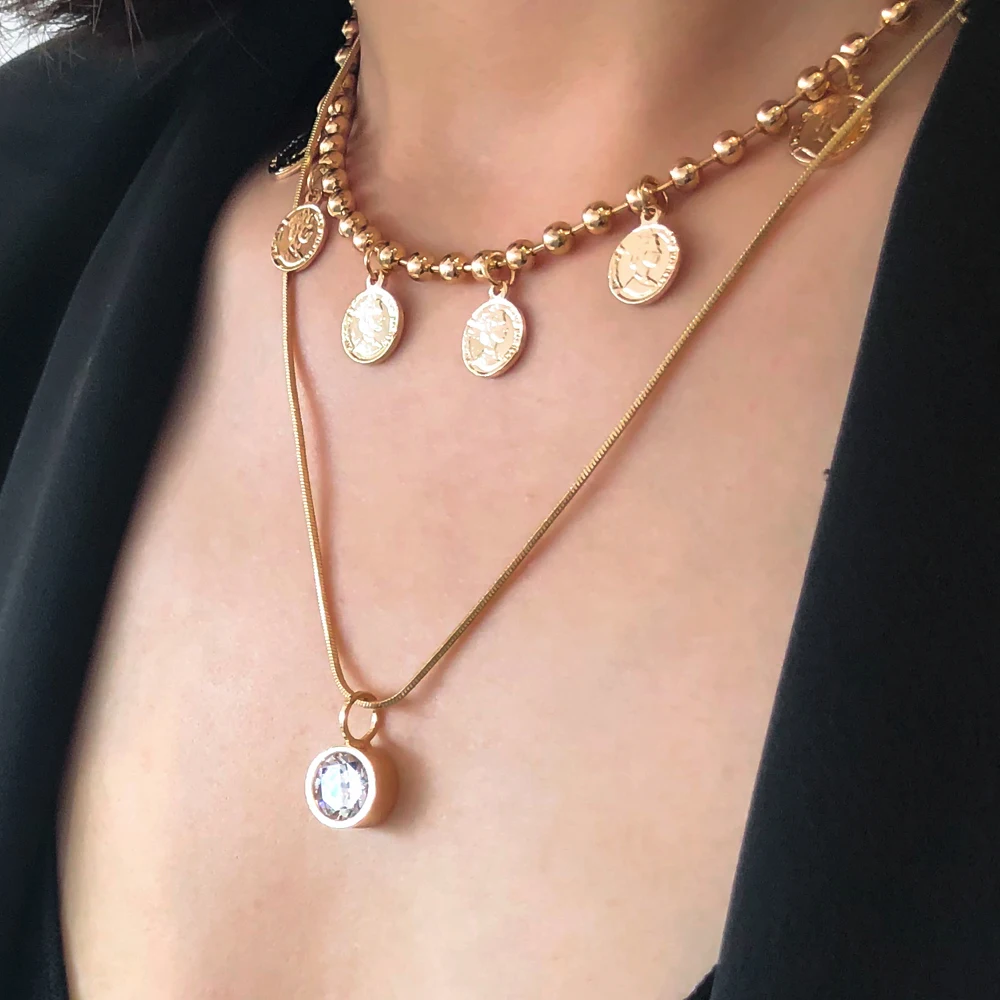 

Новое Женское Ожерелье, многослойная цепочка на свитер с цирконом, цепочка на ключицу, женское ювелирное изделие, подвеска цепочка на шею женская