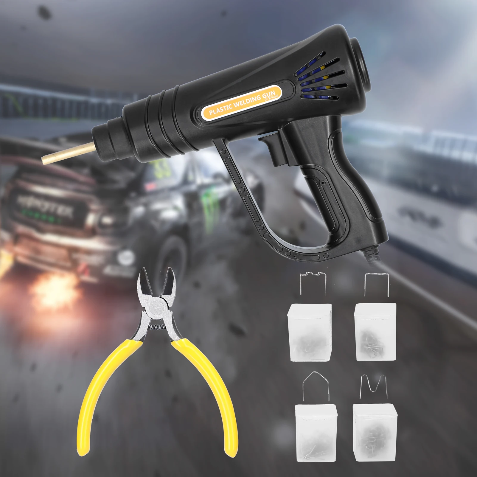 

70W Portable Plastics Welding Machine Panel Crack Repairs Kit Thermal Cutting Hot Stapler Plastics Hole Repairing Tool Set