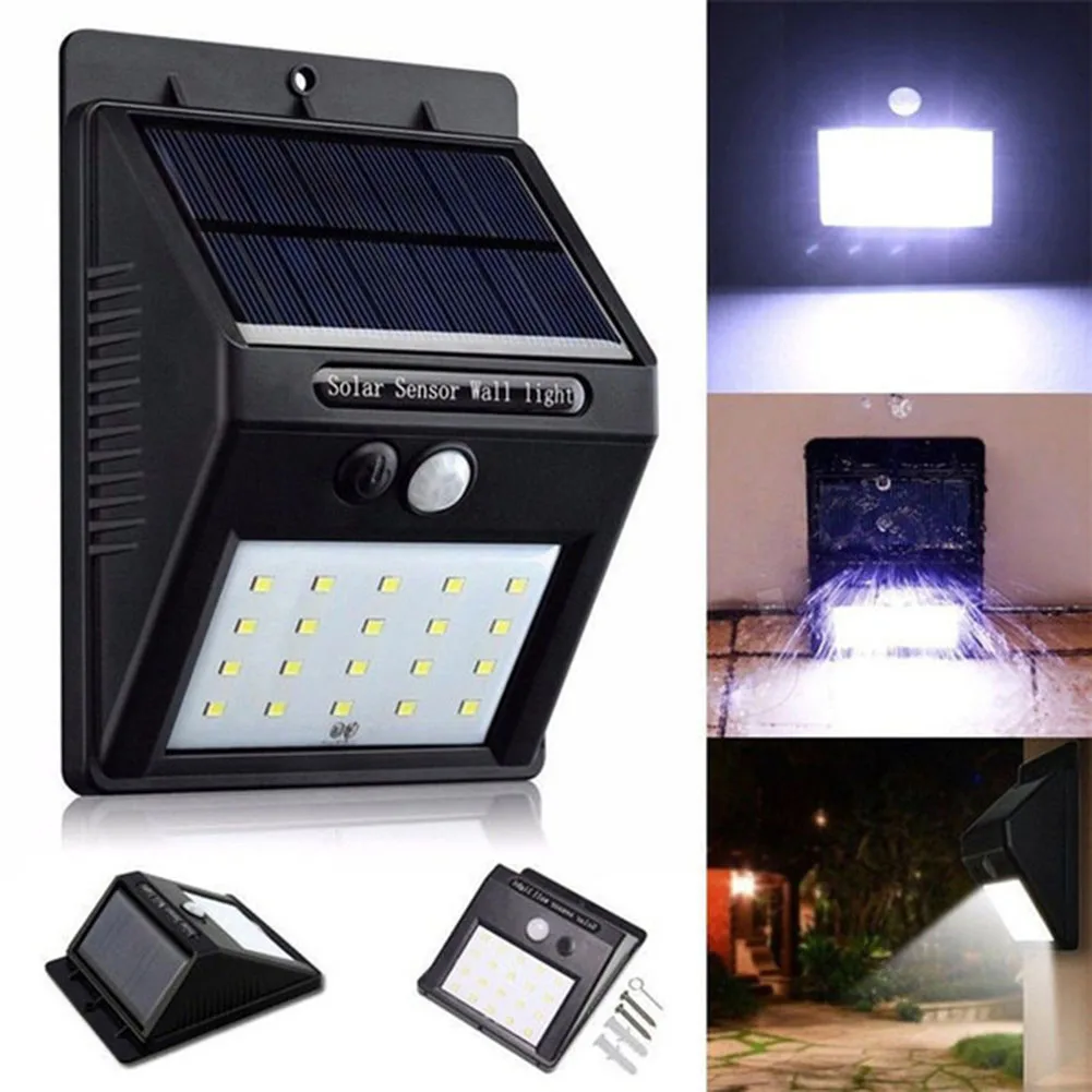 

20 LED Solar Powered Wall Light Motion Sensor Outdoor Garden Park Lighting Courtyard Porch Fence Driveway Street Decoration Lamp