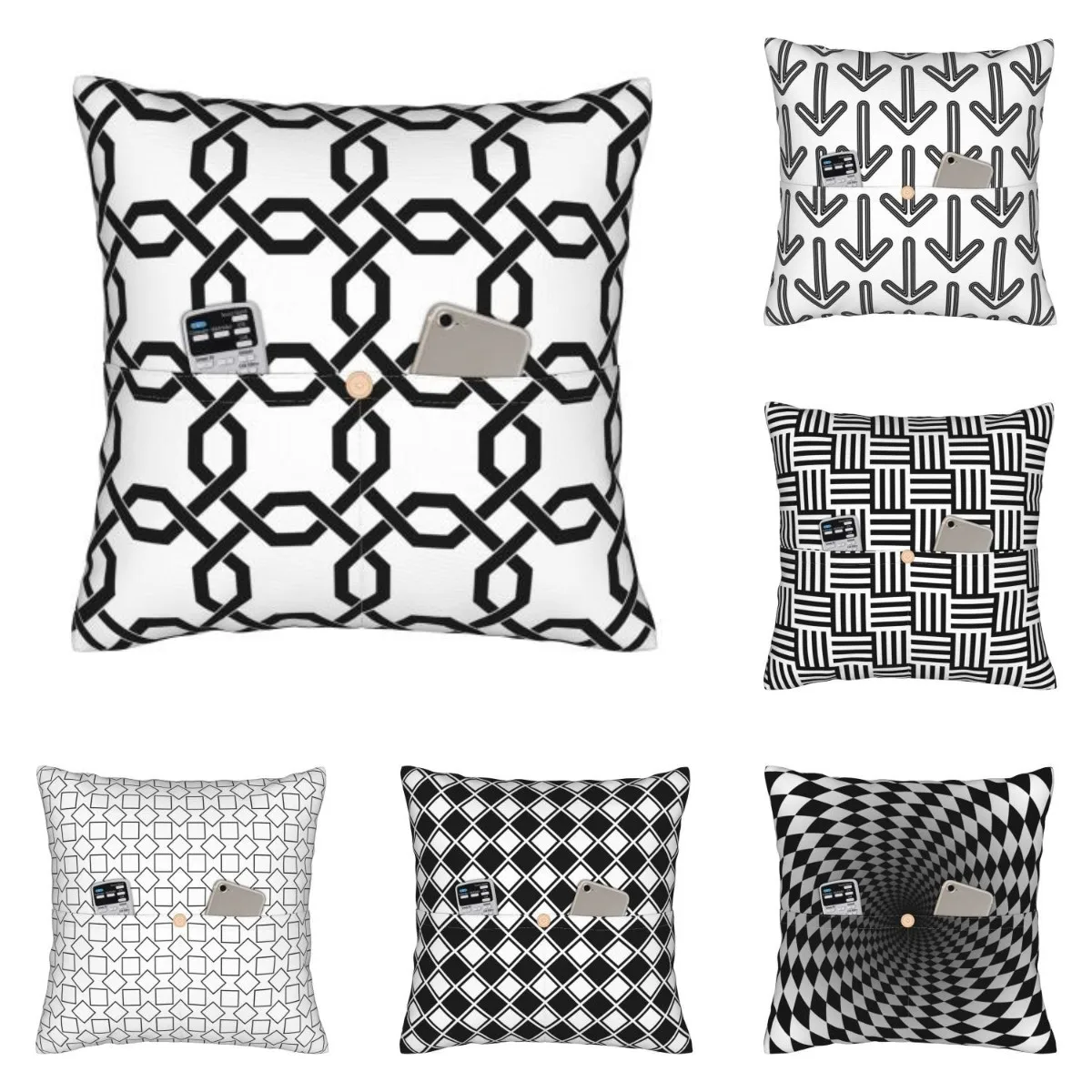 

Can Custom Cushion Cover Black White Simplicity Personalized Pillow Case For Sofa Bed Chair Linen Patch Pocket Pillowcase Decor