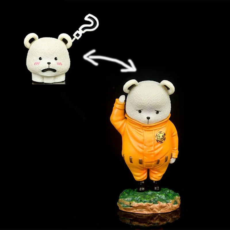 

9cm New Anime One Piece Figure Bepo Cute Bear Trafalgar Law Head Change Pvc Action Figure Kids Toys Collection Statue Doll Gift