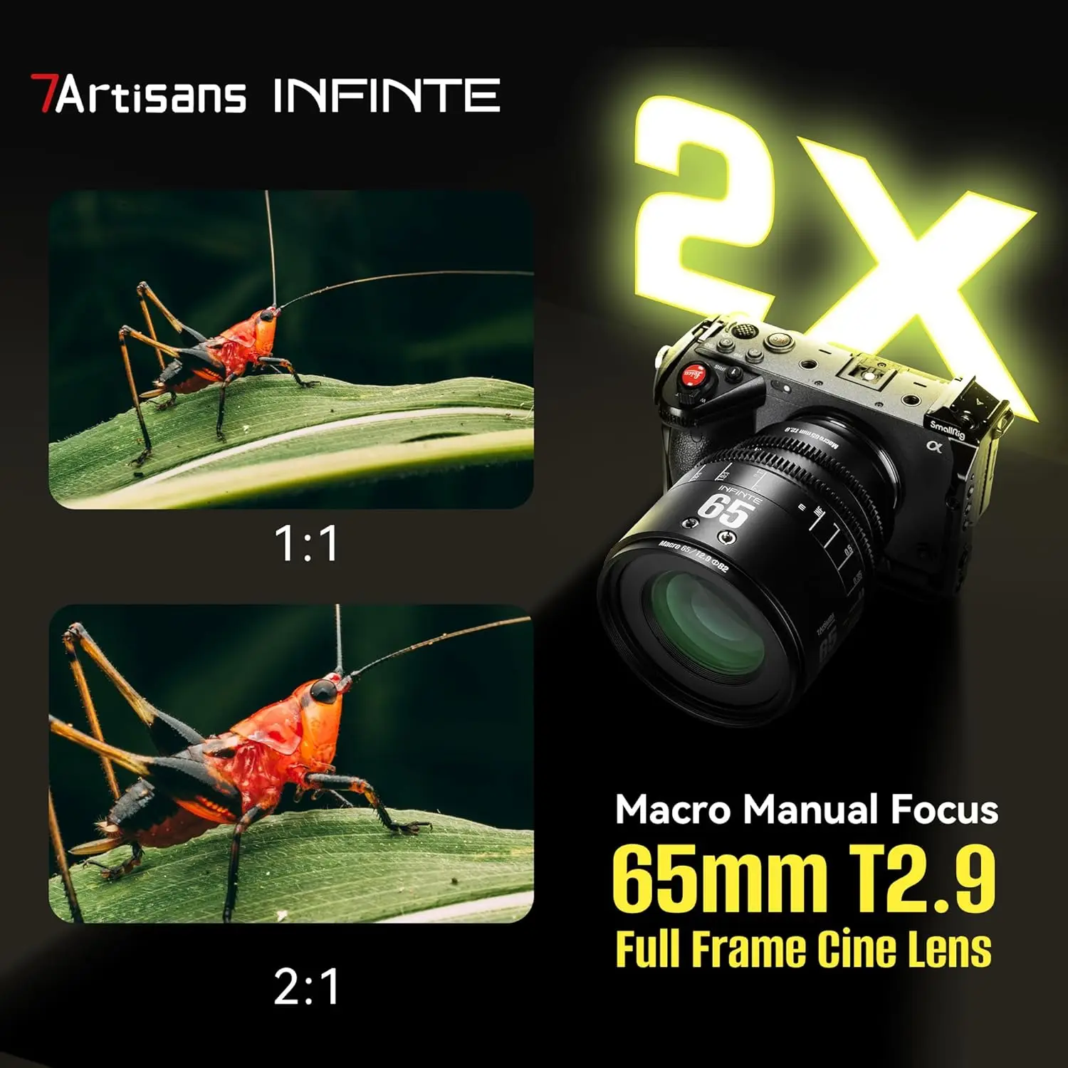 Фото 7artisans INFINTE 65mm T2.9 Макрообъектив 2X для полнокадровых камер, для гуманитарной фотографии, с креплением Sony E, Nikon Z, Canon RF №2