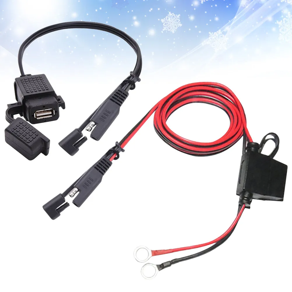 Фото Черный адаптер Sae на USB для мотоциклов, 12-24В, быстрая зарядка, материал ABS с медными контактами, совместим с большинством USB-устройств, включая №4
