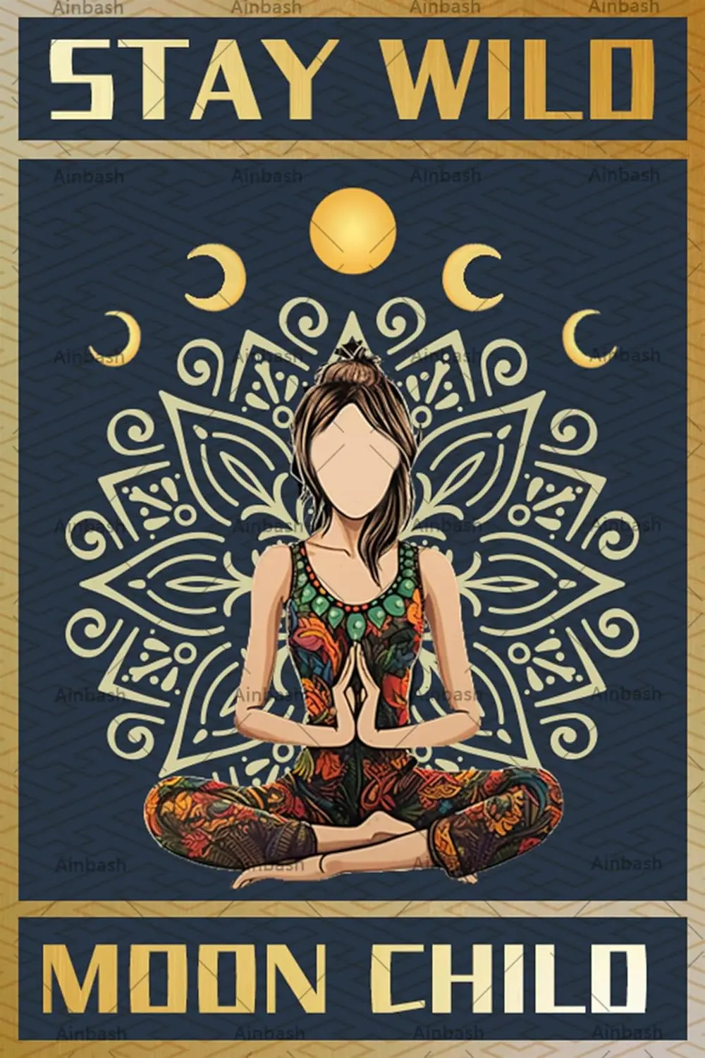 Sty Wld Moon Chld Metl Tn Sgn Funny Vntge Hppe Декор комнаты Spul Yog Gfts Wll Decor Decoon For Medtton Room