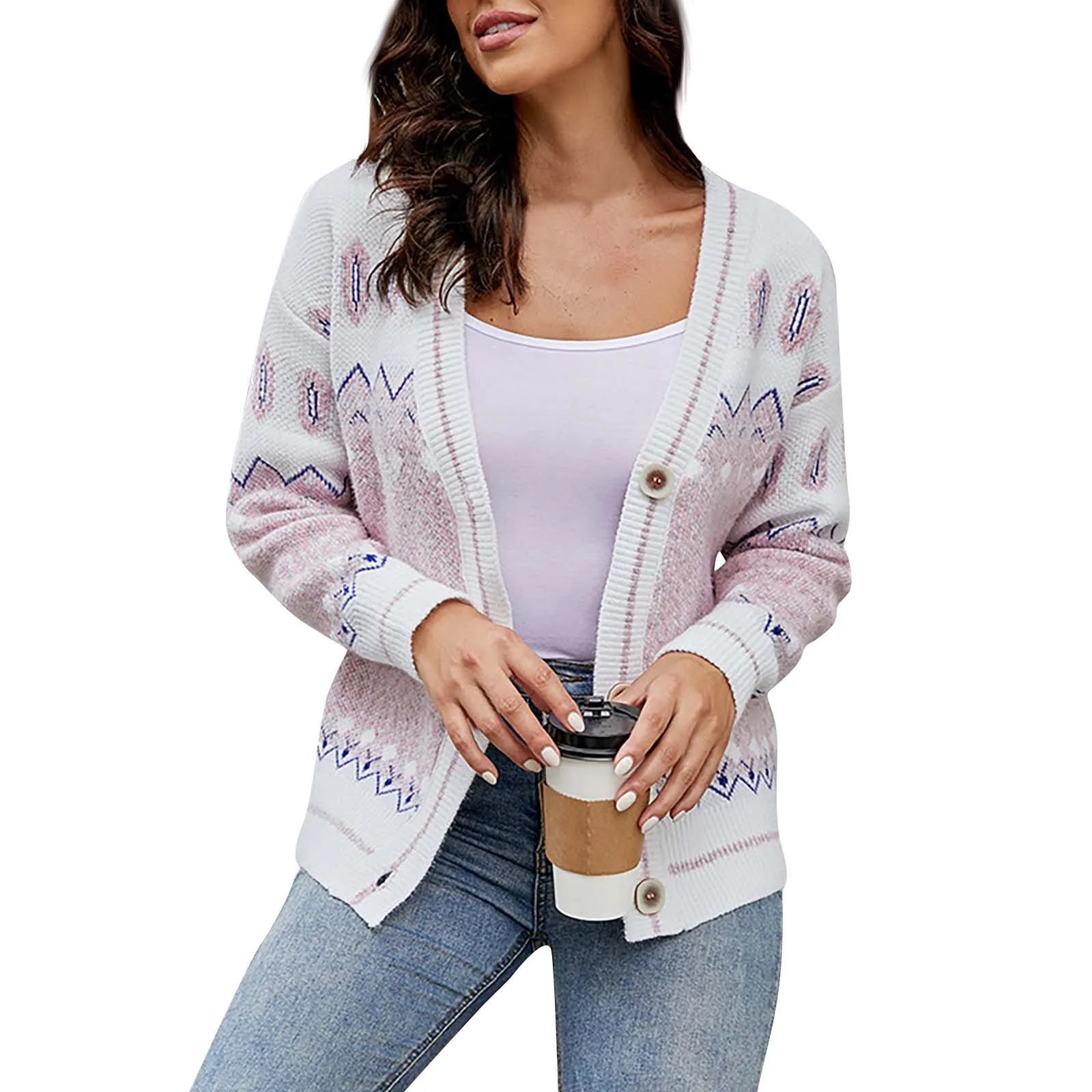 

Women Sweater Knitted Cardigan Button Jacket 2023 Autumn V-neck Loose Large Size Long Sleeve Casual Tops For Women Sweater