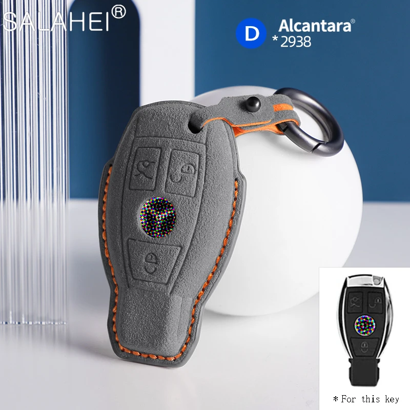 

Alcantara Suede Leather Car Key Case for Mercedes Benz A B C E S Class GLC CLE CLA GLB GLS W177 W205 AMG W213 X167 W222 Keychain