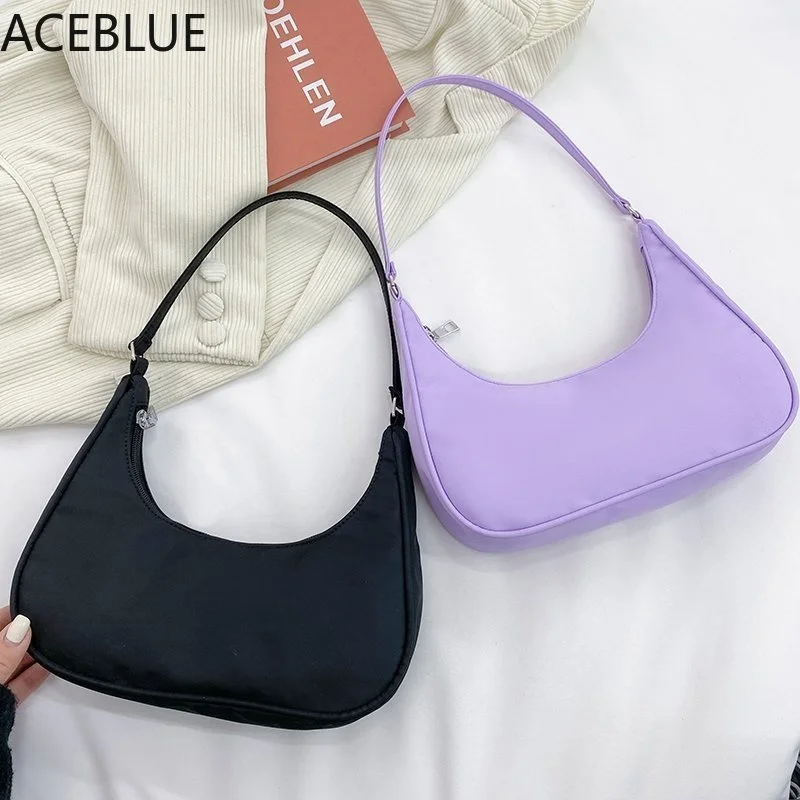 

Women Bag Nylon Armpit Shoulder Purse Canvas Small Shoulder Bag Brand Clutch Women Hobos Summer Simple Handbags Bolso Feminina