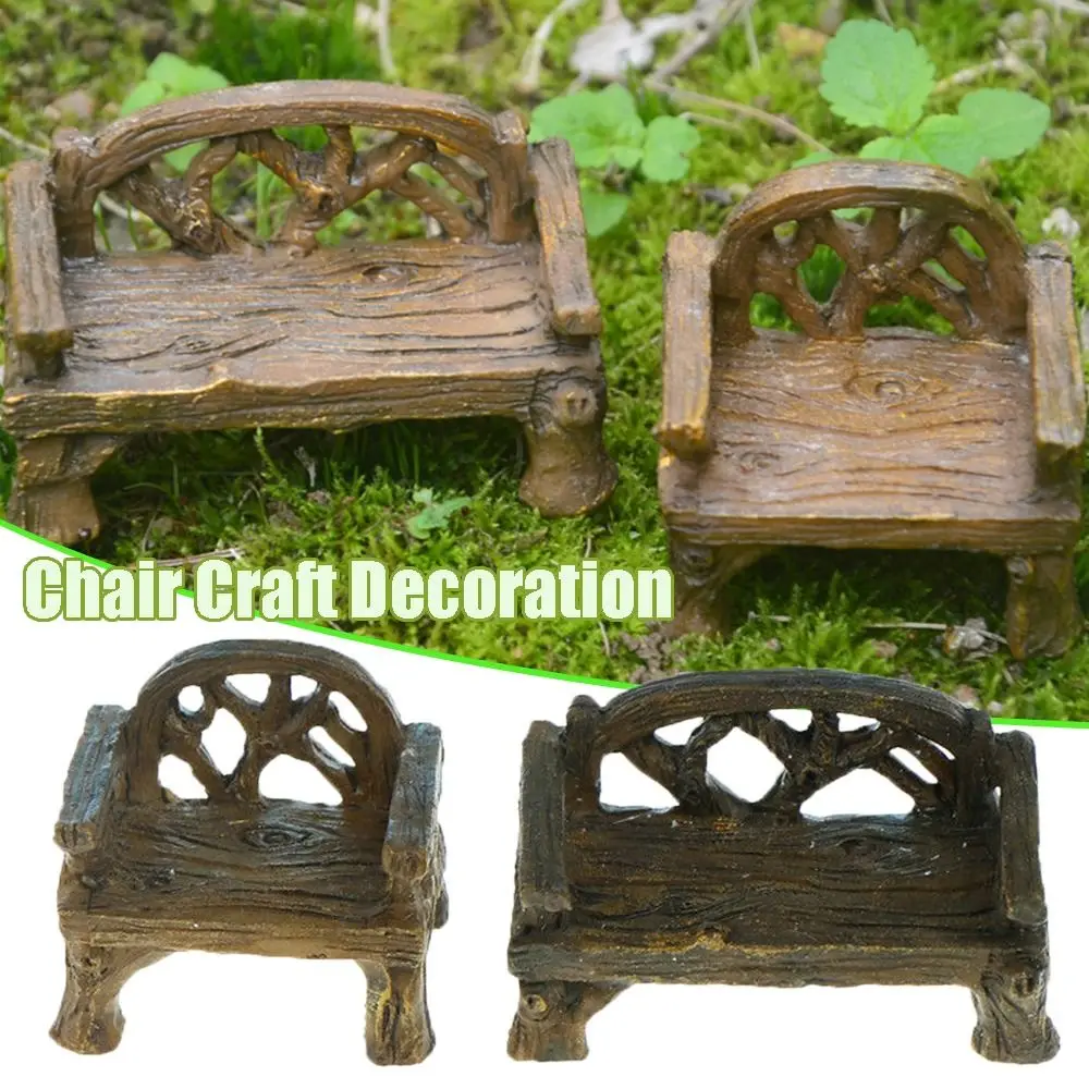 

2Pcs/Set Mini Ornaments Resin Garden Decor Chair Craft Landscape Miniatures Figurines