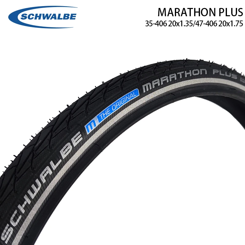 

SCHWALBE 20inch Marathon Plus 35-406 20x1.35 47-406 20x1.75 Folding Bicycle 7 Level SmartGuard Black Reflex Tires Cycling Parts