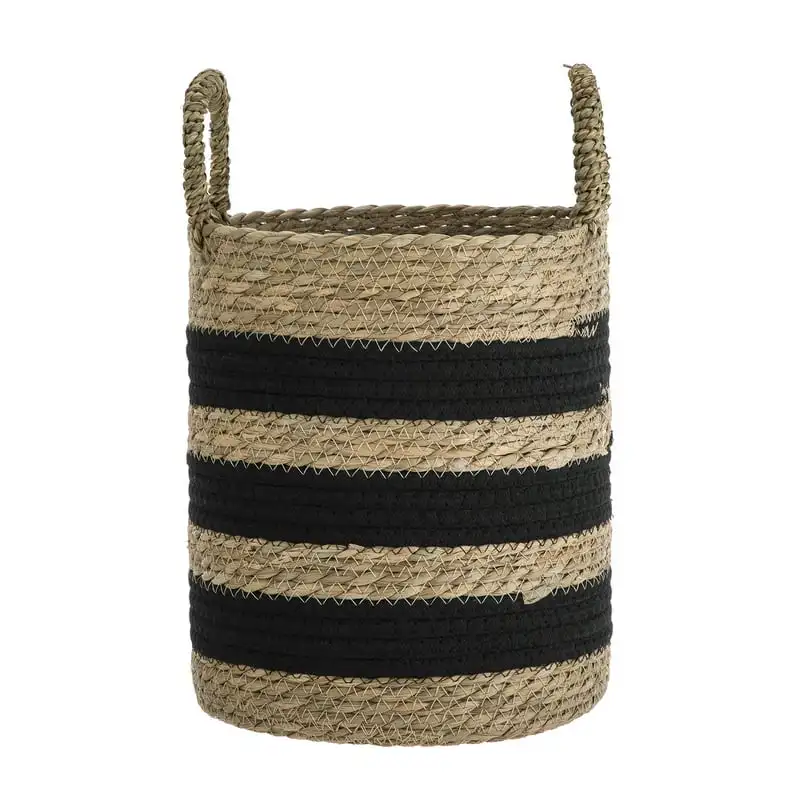 

and Black Rush Decorative Storage Basket with Handles, 11.4 Organizador Cute basket Organizador hogar Bike basket Bathroom organ