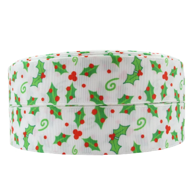 

50 Yards 1" 25mm Christmas Printed Grosgrain Ribbon FOE Webbing DIY Hairbows Party Decoration Crafts Gift Box Wrapping