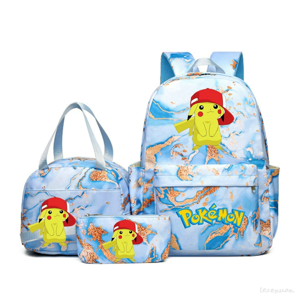Baokemeng Пикачу милый школьный рюкзак из трех предметов с анимацией для студентов