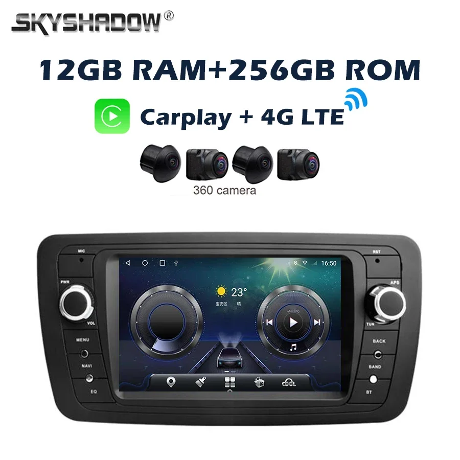 Фото Автомагнитола 360 4G LTE 12G+256G с Carplay и Android 14.0, IPS-экран, GPS, Wi-Fi, Bluetooth, RDS-радио для Seat Ibiza 2009-2012 №2