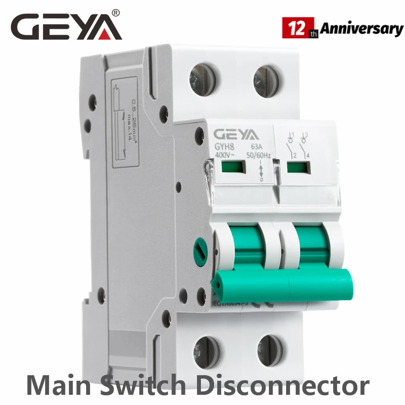 

Din Rail 2Pole Main Switch Function Disconnector Switch Isolator Circuit Breaker 400VAC DP Breaker GEYA GYH8