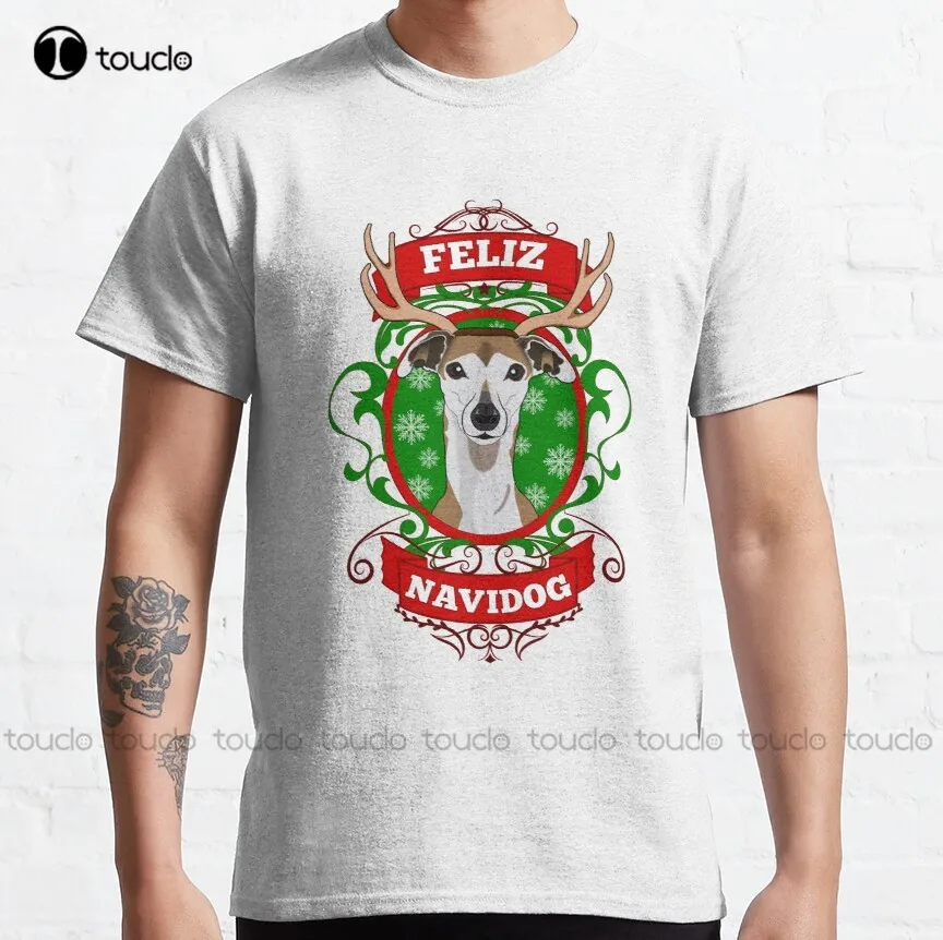 Рождественский Feliz Navidog щенок олень оленьи о