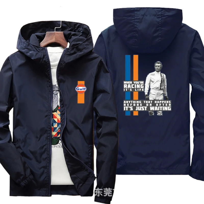 

2022 Motorcycle Jacket Windproof for GULF logo Jacket Mobike Riding Hooded Suit Windbreaker Sweatshirts Racing zipper Coat