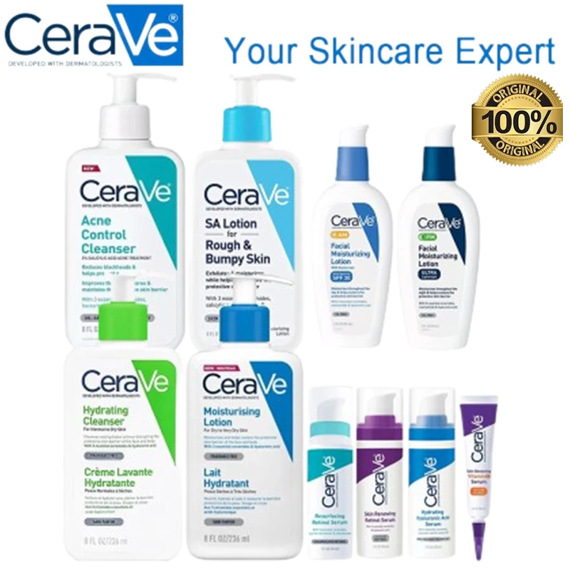 

CeraVe Skincare Products Serum Acne Control Hydrating Foaming SA Cleanser Smoothing AM PM Lotion Hydrating Cleaner Moisturizing