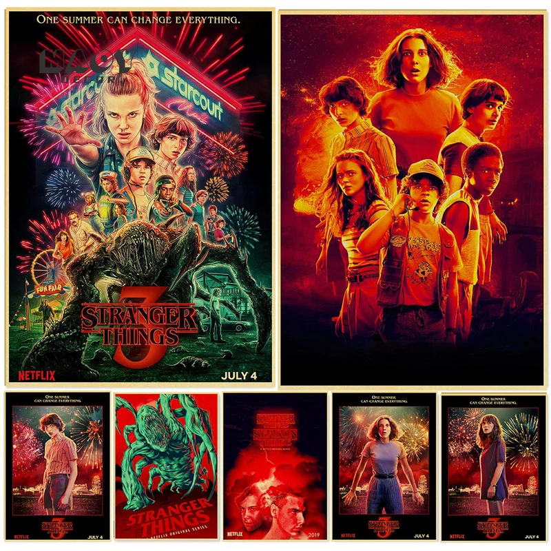 

картина на холсте для дома интерьер интерьер для дома декор Постер из крафт-бумаги «очень странные дела», 4 сезона постер абстракция постеры...