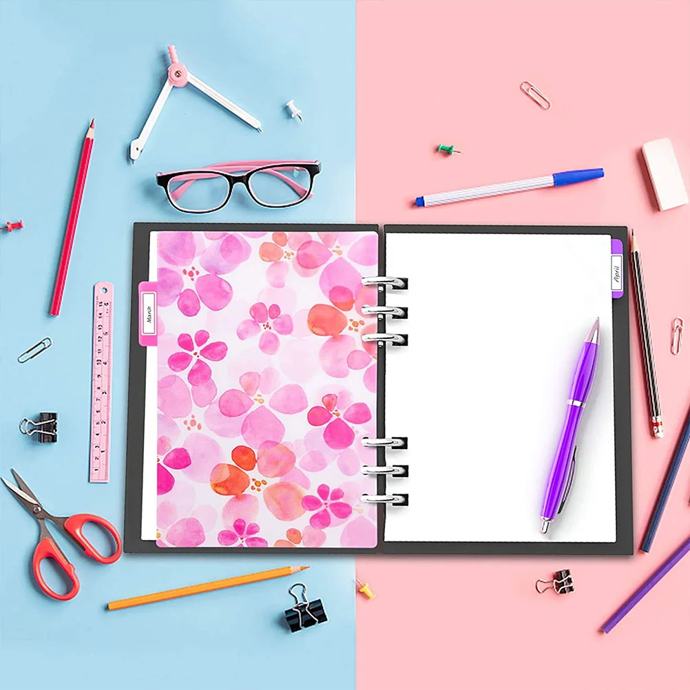 

Binder Tabs Dividers Binders Notebook Supplies Parts A5 Planner Page 6 Rings Plastic