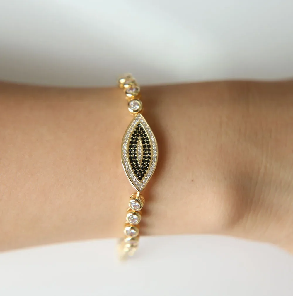 Цепочка с фианитом ААА регулируемая подвеска для браслета сглаза цвет