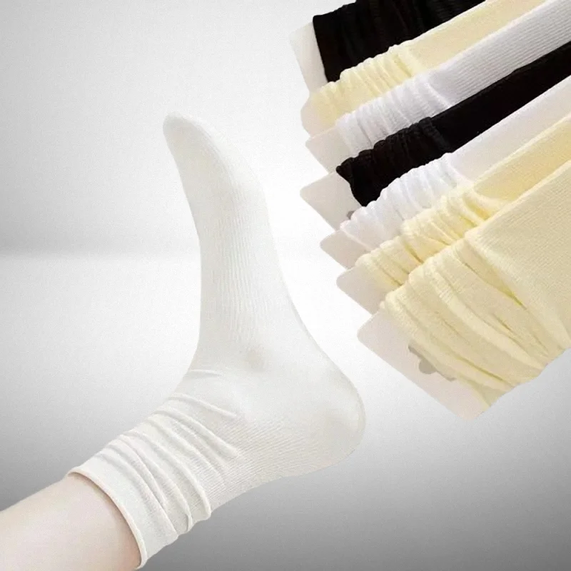 Женские летние тонкие однотонные носки 5/10/20 пар