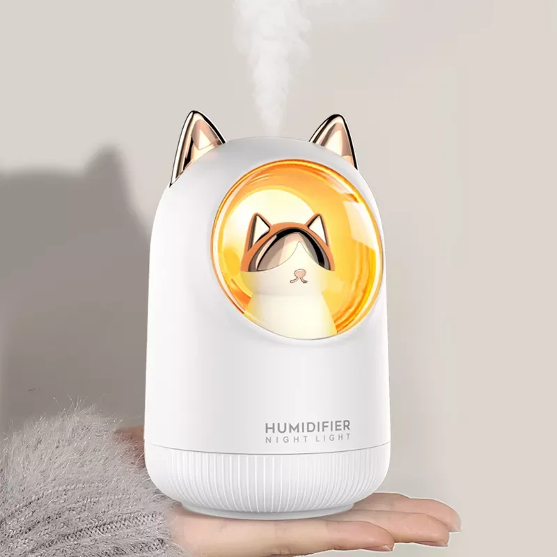 Kitty USB Air Humidifier Portable Car Aromatherapy Diffuser Fogger with Romantic Night Light 300ml Humidificador Diffusor