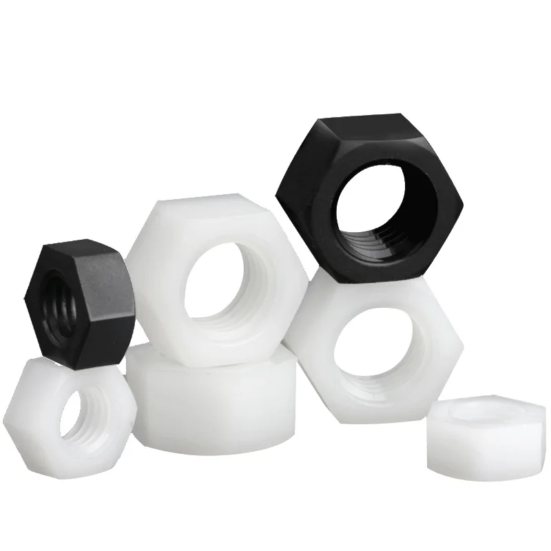 

8/10/20/30/50pcsPlastic Hex Nuts M2 to M20 Nylon PA66 Heat Insulation Hexagon Lock Nut Thread Bolt Cap Black White Clear