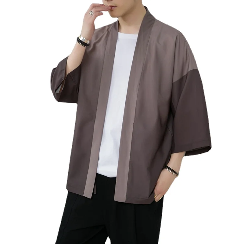 

Chinese Style Shirt New Mens Chinese Style Cardigan Thin Loose Solid Color Japanese Shirt