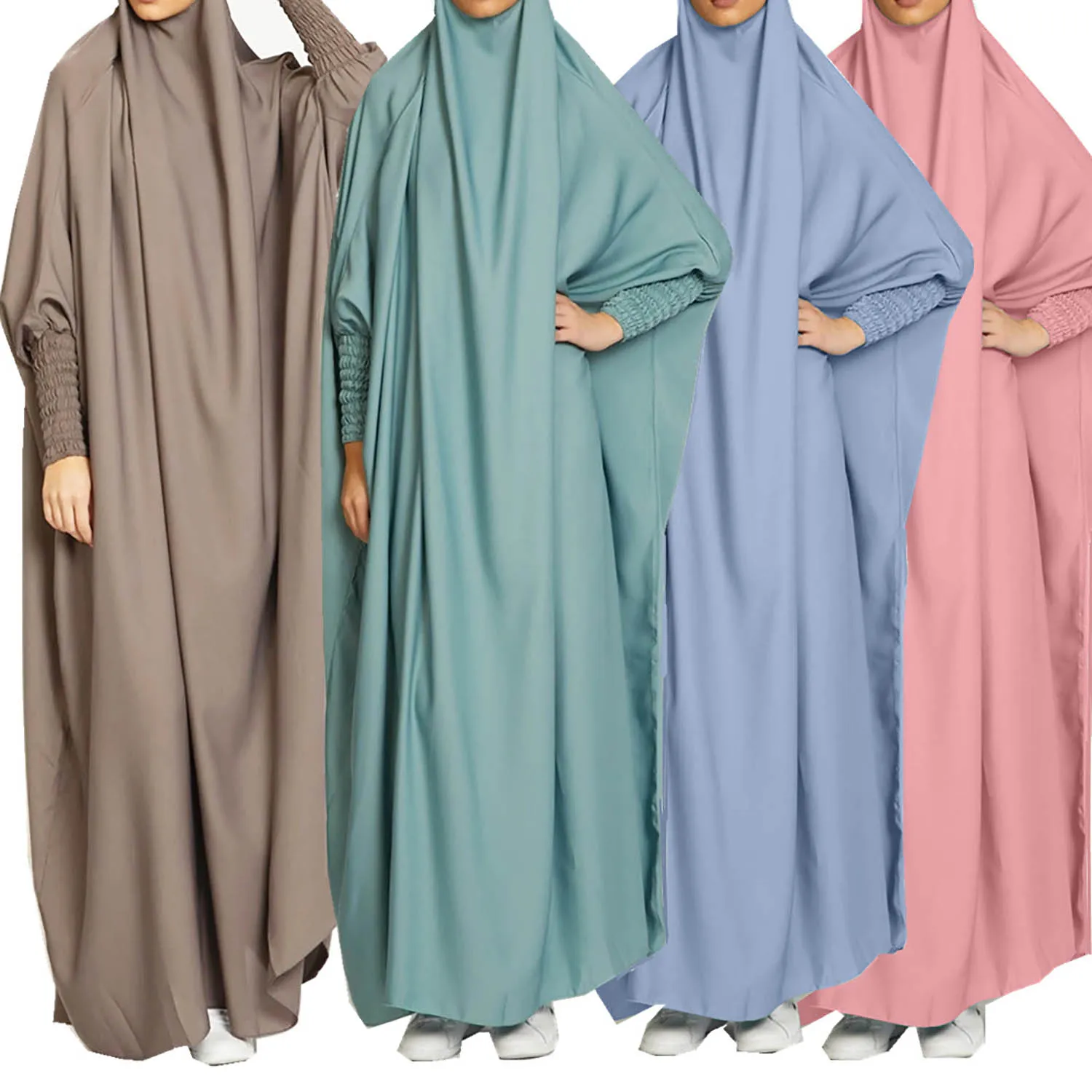 Мусульманский женский однотонный головной убор мечеть молитва Рамадан хиджаб платье полное покрытие с капюшоном абайя женщины Niqab мусульм...