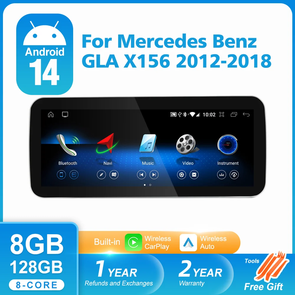 Android 14 Carplay экран для Mercedes Benz GLA Class X156 2012-2018 GPS-навигация авторадио