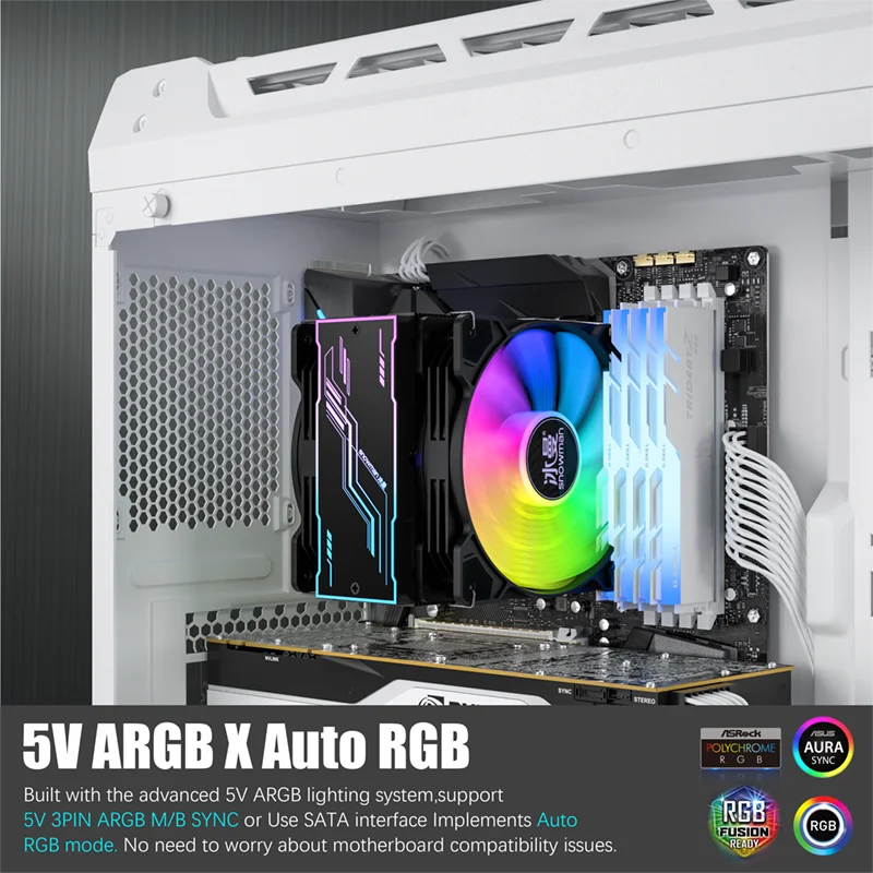 Кулер для процессора SNOWMAN с 6 тепловыми трубками 120 мм PWM 4-контактный бесшумный RGB