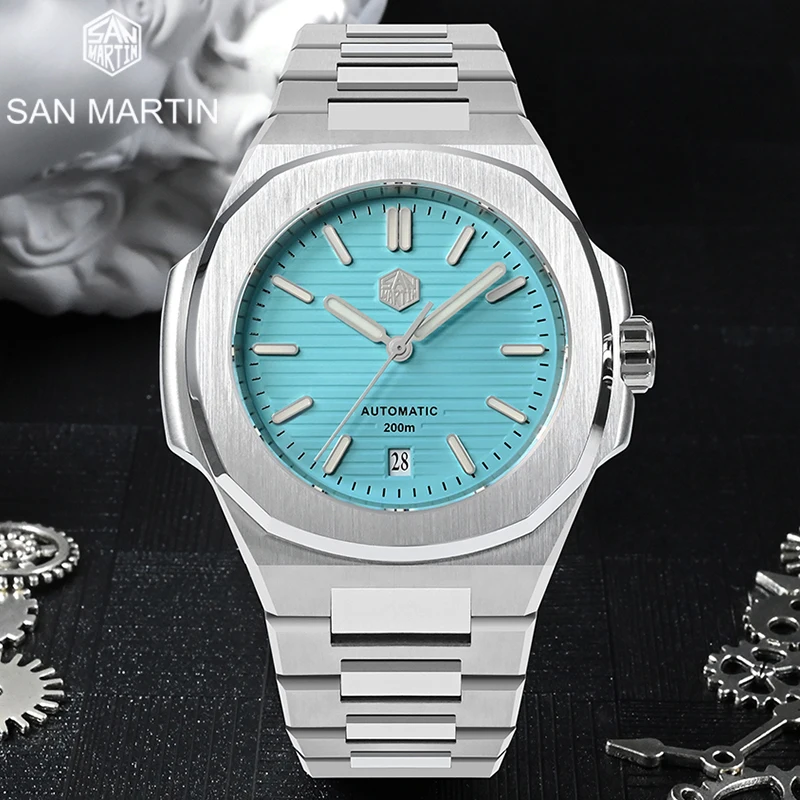 

San Martin 43mm Luxury Business Men Diver Watch 316L Stainless Steel Classic PT5000 Automatic Mechanical Sapphire 20 ATM BGW-9