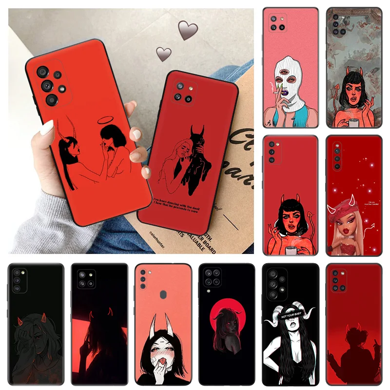 

Silicone Phone Case for Samsung A73 A72 A71 A53 A52 A51 A42 A41 A33 A32 A31 A23 A22 A21 A14 A13 A12 A11 Sexy Devil Shadow Girl