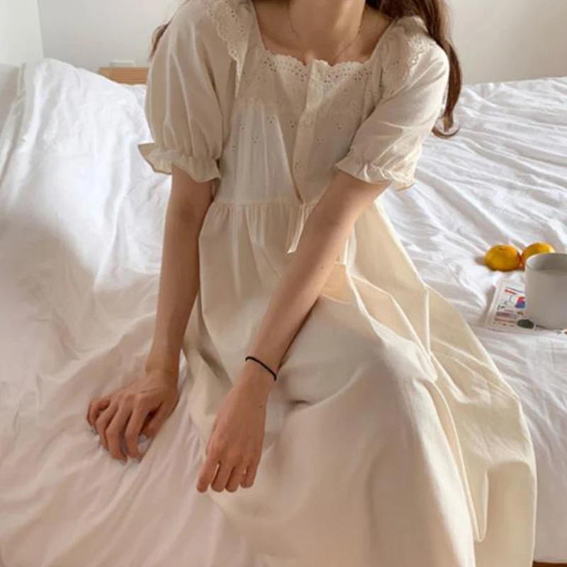 

Women Short Sleeve Fdfklak Sweet Student Sleepwear Sleepshirt Summer Cotton Loose Nightgowns Female Long Night Dress Nightwear