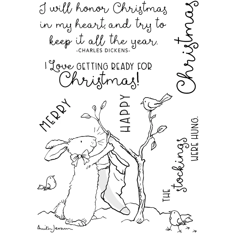 Новинка 2021 рождественские штампы с рисунком кролика и птицы прозрачные