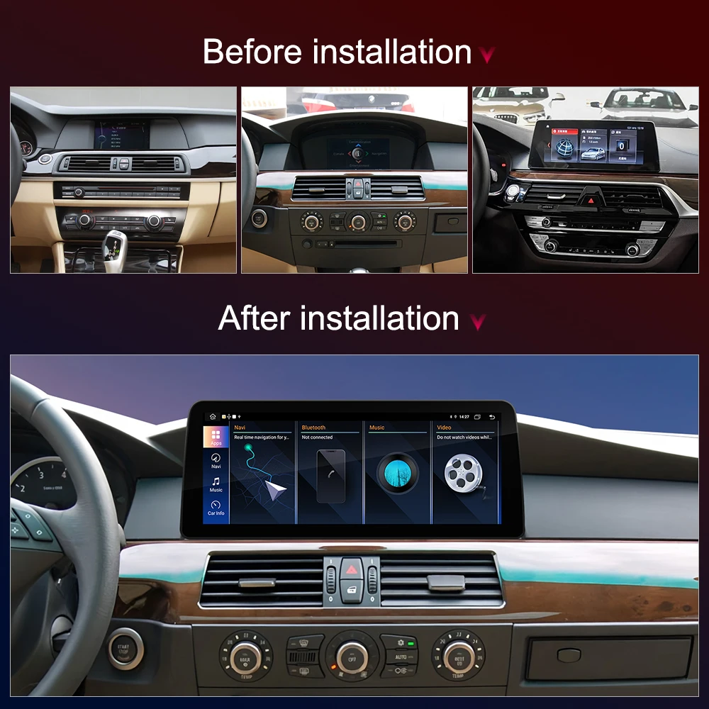 Фото Автомагнитола Android 12.3 дюйма для BMW 5 серии 5GT F07 F10 F11 E60 E61 G30 G38 2004-2020 с беспроводным CarPlay и мультимедийным стереоплеером №3