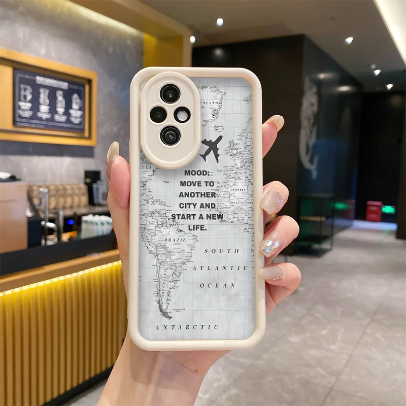 Фото Чехол для телефона с креативной туристической картой и рисунком самолета для Huawei Honor 200 400 90 Lite X7 8X X9 PRO Magic 7 6 5 Pro Soft Cover №3