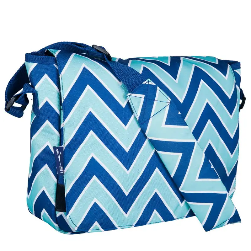 Perfect Chevron Blue 13-Inch Kids Messenger Bag, Ideal for School & Traveling for Girls