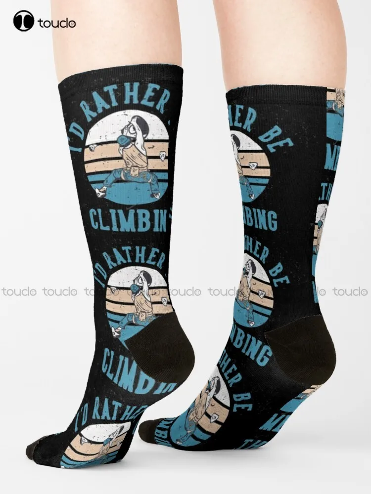 

I'D Rather Be Climbing - Rock Climber Man Climbing Wall Socks Cotton Socks For Men Street Skateboard Socks Streetwear Gd Hip Hop