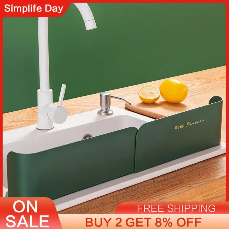 

Stretchable Sink Water Splash Guard Dish Washing Baffle Board With Organize