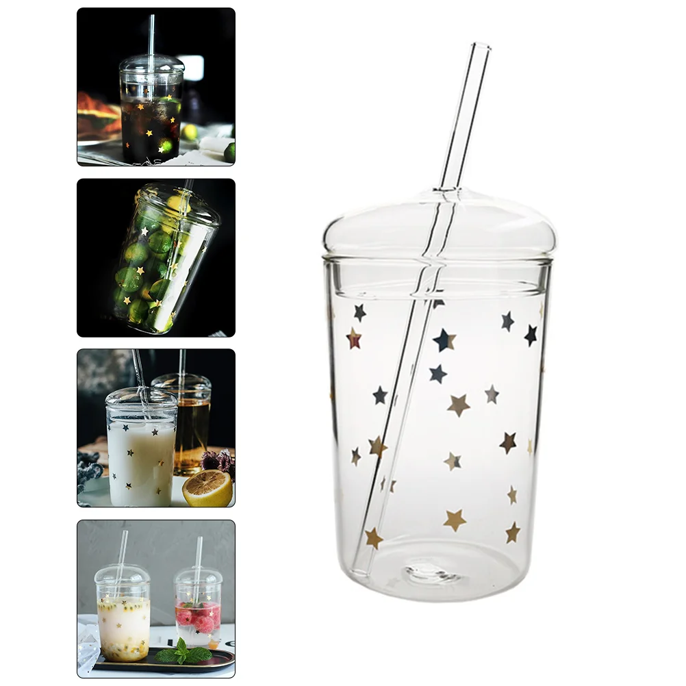 

Glass Tumbler with and Lid Clear Cup Large Water Mug Heat Resistant Drinking Cup Glass Smoothie Cups for Home Outdoor Travel